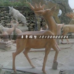 石頭鹿，石雕鹿雕塑，1.2米高石雕鹿