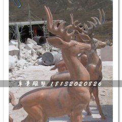 石頭小鹿雕塑，小鹿石雕
