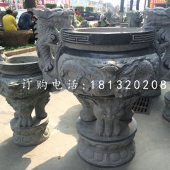 青石香爐，寺廟三足香爐