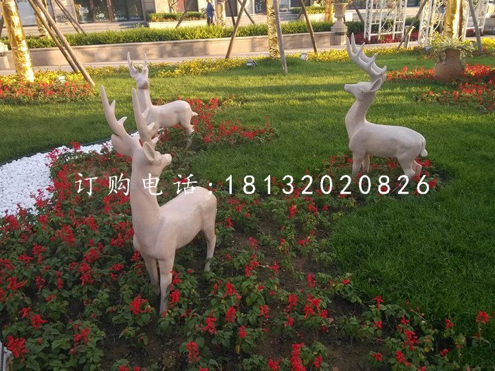 公園小鹿石雕,動(dòng)物雕塑