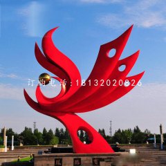 不銹鋼鳳舞九天雕塑，抽象鳳凰雕塑