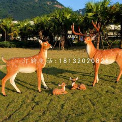 仿真梅花鹿擺件，玻璃鋼景觀動物擺件